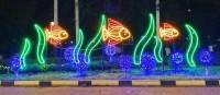 "زیباسازی نوروزی شهر با المان نوری آکواریوم زمینی"